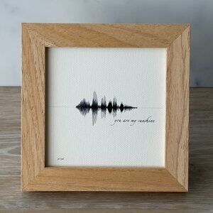 NEW You Are My Sunshine Soundwave Framed Canvas 4x4in Black White Modern Rustic